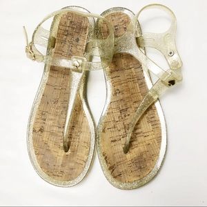 Kate Spade Gold Glitter Jelly Sandals